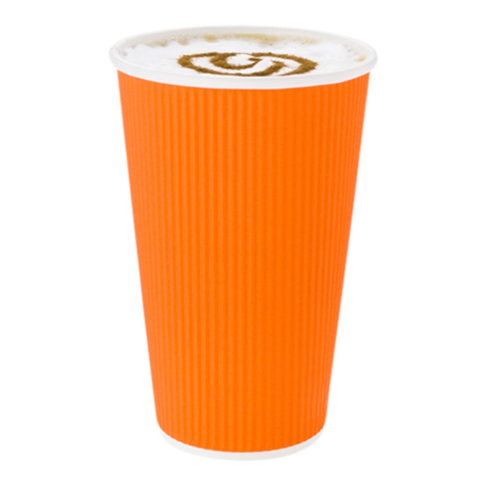 Cups, Hot, 20 Ounce, Paper, Tangerine, Ripple Wall,1 - 250 COUNT