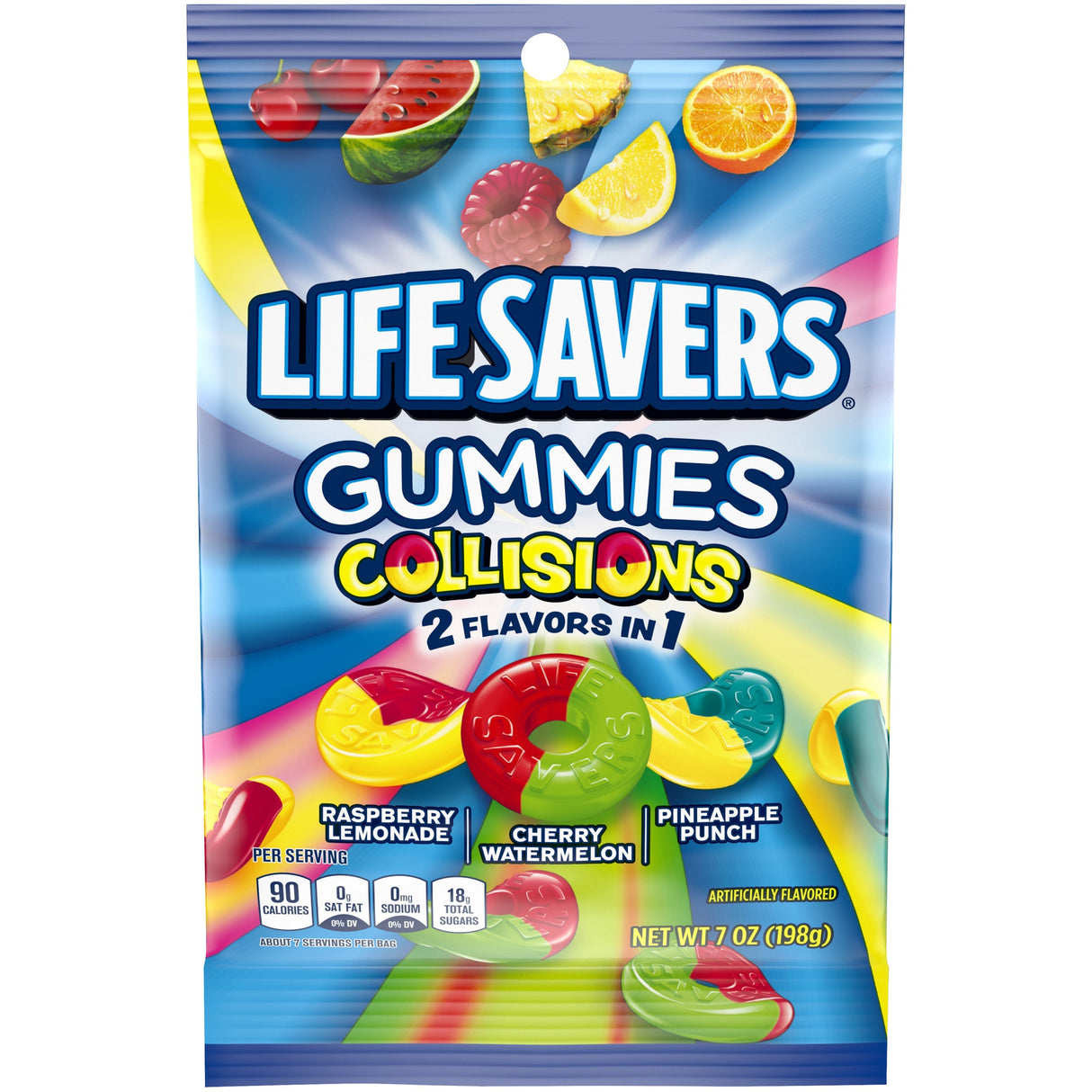 Candy, Gummi, Assorted Collision Flavors, Peg Pack,12 - 7 OUNCE