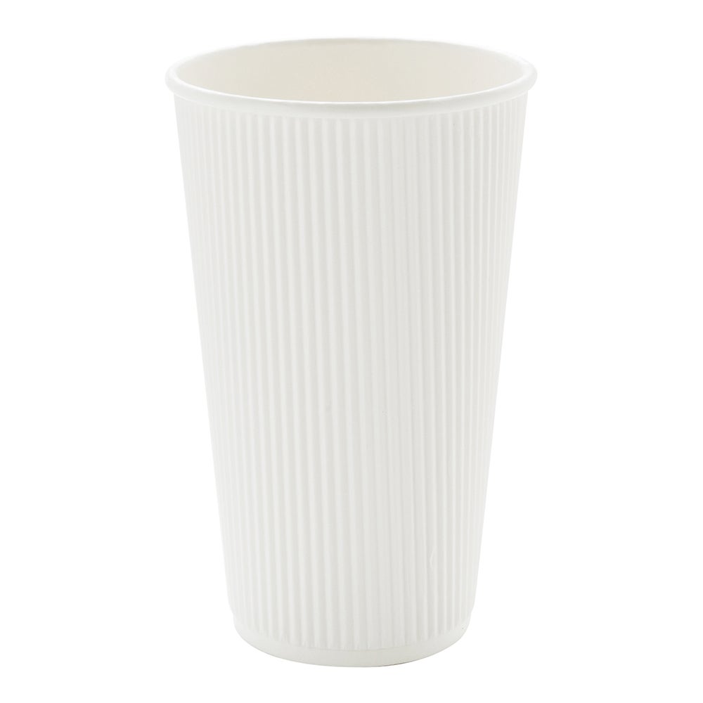 Cups, Hot, 20 Ounce, Paper, Whie, Ripple Wall,1 - 250 COUNT