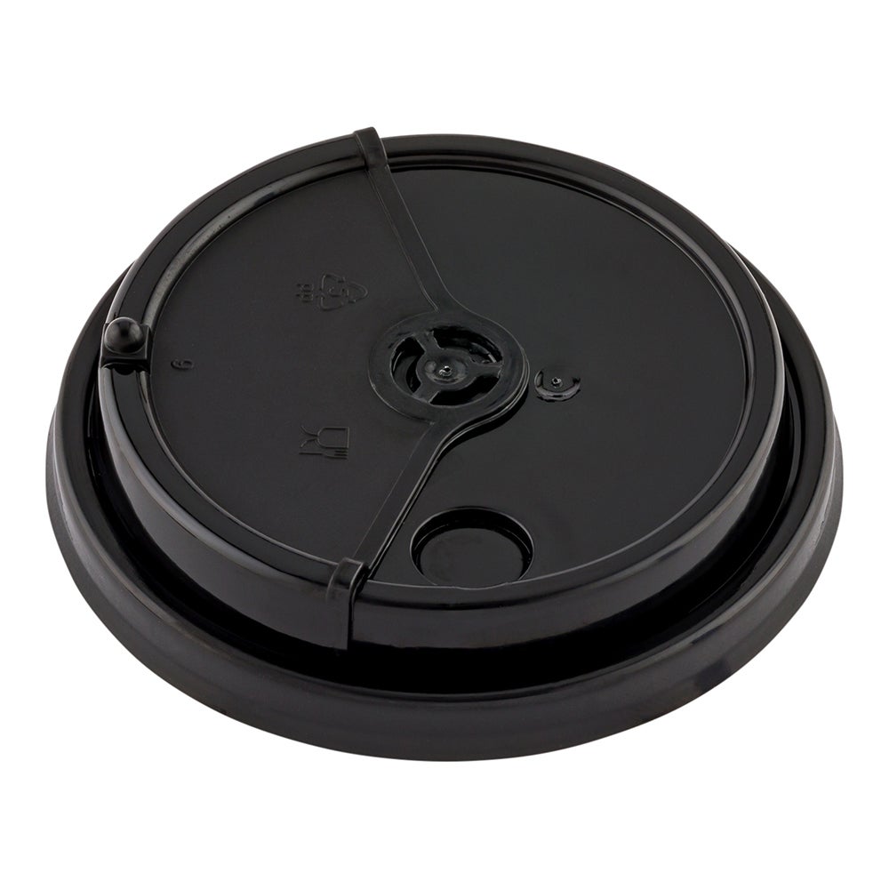 Lids, Low Dome, Straw or Sip, Plastic, Black, Polypropylene, for 8/12/16/20 Ounce Cups, Recyclable,1 - 100 COUNT