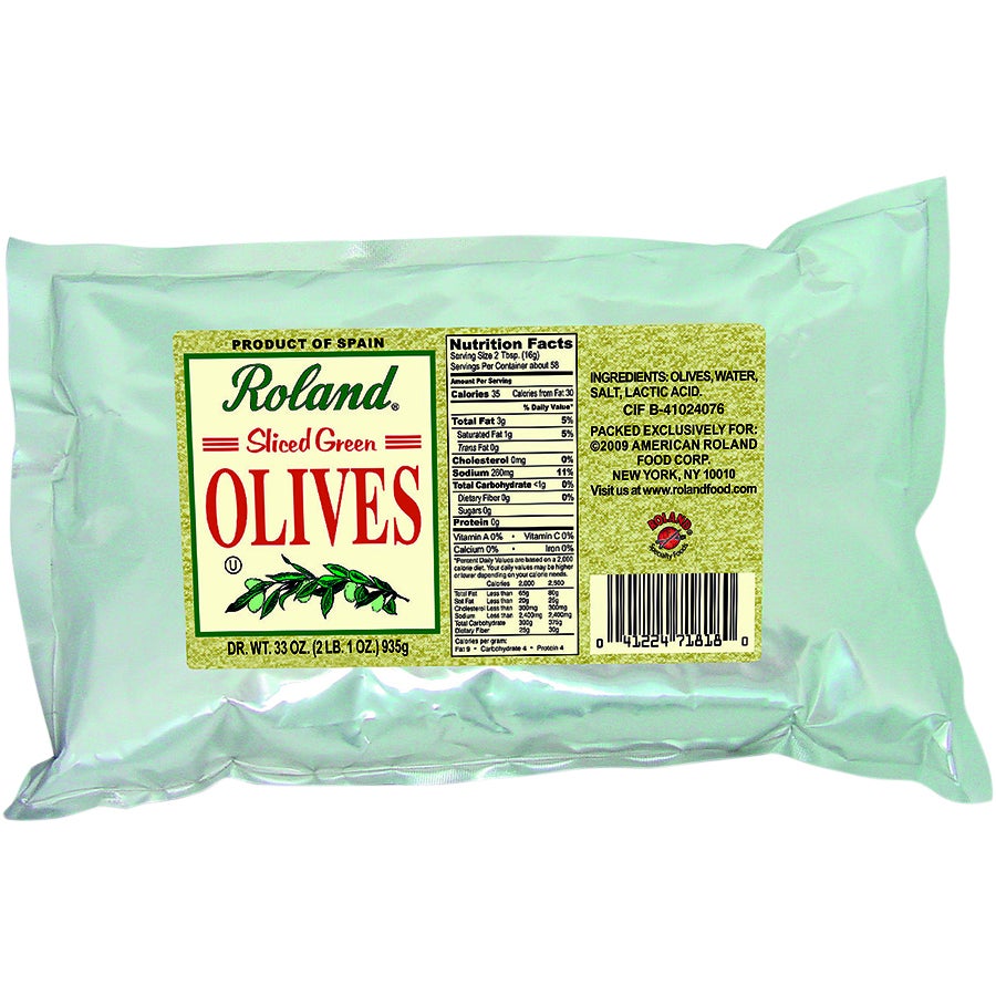 Olives, Green, Sliced, Shelf-Stable,10 - 33 OUNCE