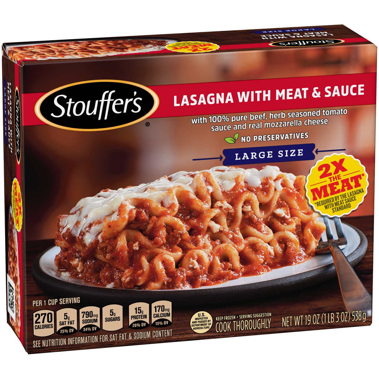 Entree, Lasagna, Meat, with Sauce,12 - 19 OUNCE