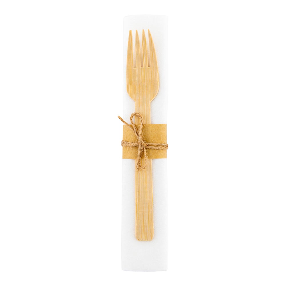 Cutlery Kits, Fork & Knife, 6.75 Inch, Bamboo, with Napkin,1 - 100 COUNT