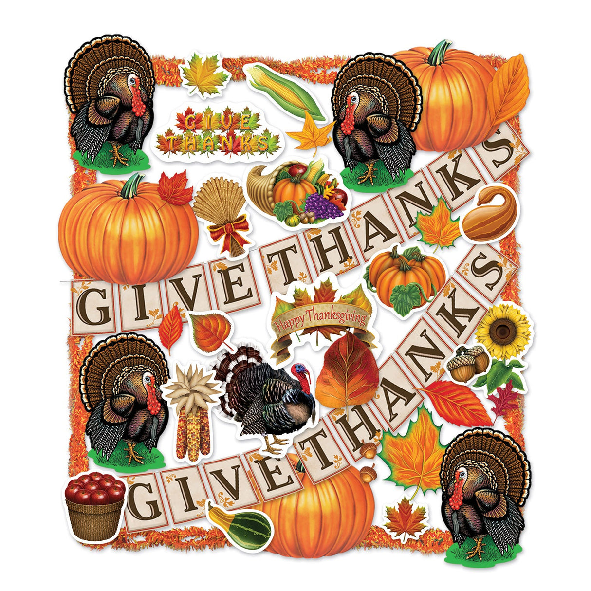 Decorating Kit, Party, Thanksgiving, with Cutouts/Banners/Garland, 25 Pieces,1 - 1 EACH