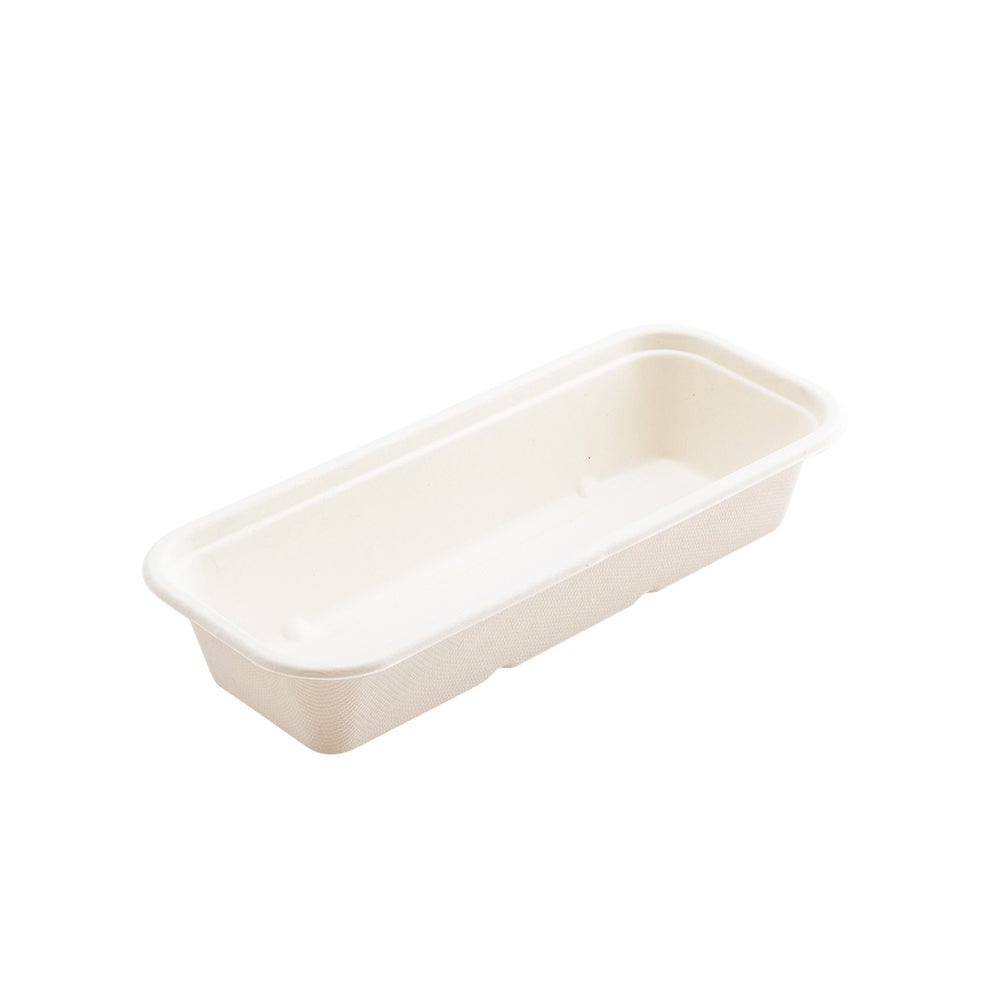 Containers, 17 Ounce, Sugarcane Bagasse, White, Rectangle, 9.25 x 3.75 x 1.75 Inch,1 - 100 COUNT