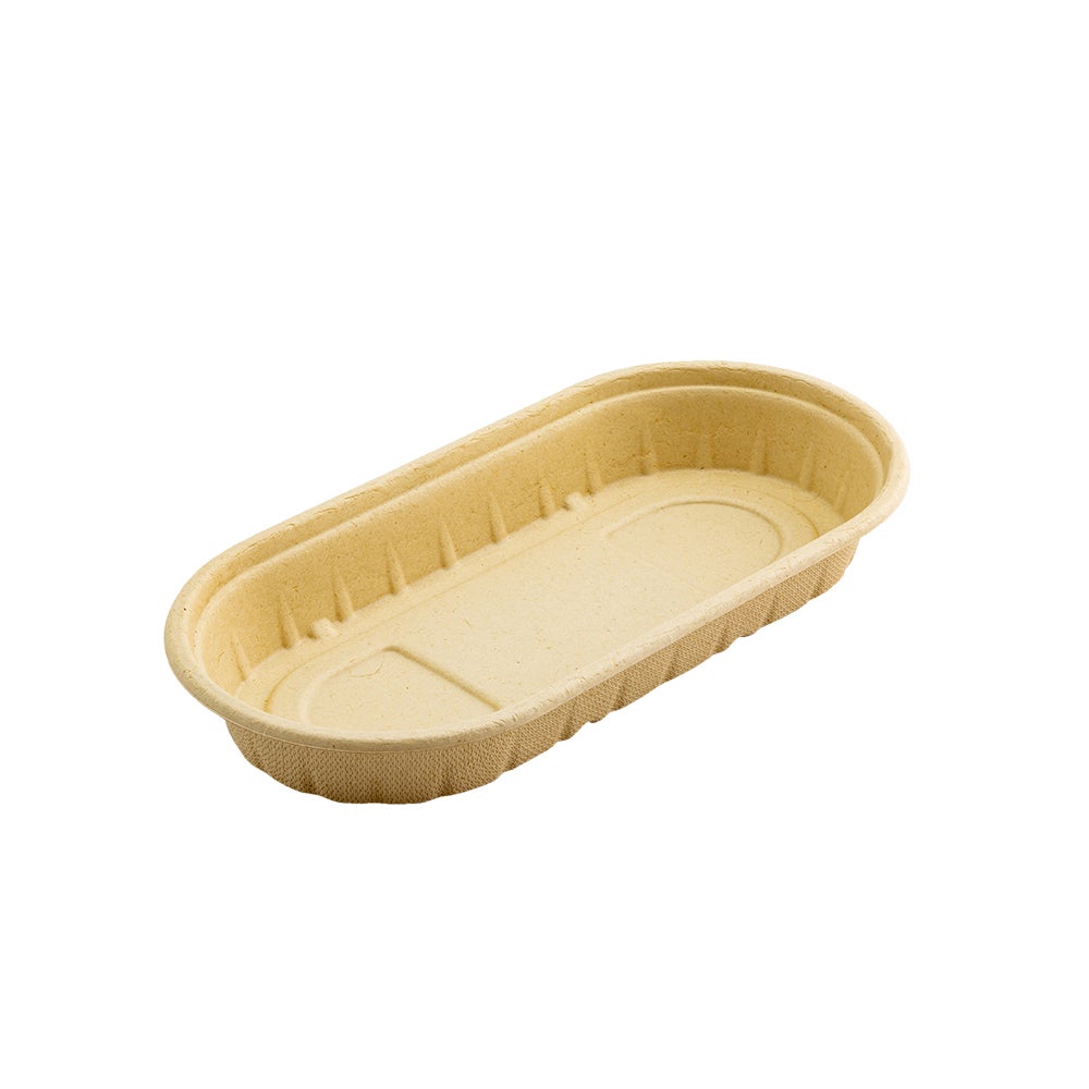 Containers, 1 Compartment, 17 Ounce, Sugarcane Bagasse, Natural, Oval, 9.50 x 4.75 x 1.25 Inch, Renewable & Compostable,1 - 100 COUNT