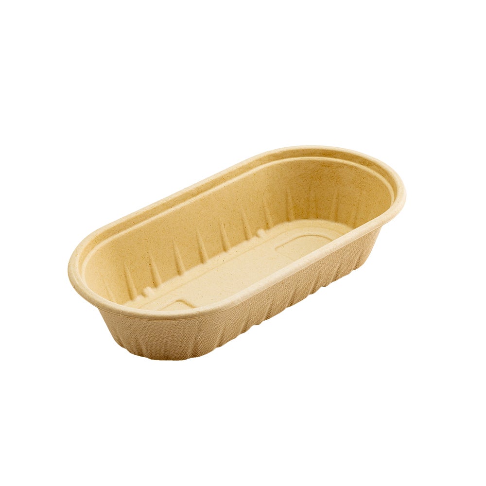 Containers, 27 Ounce, Sugarcane Bagasse, Natural, Oval, 9.50 x 4.75 x 2 Inch, Renewable & Compostable,1 - 100 COUNT
