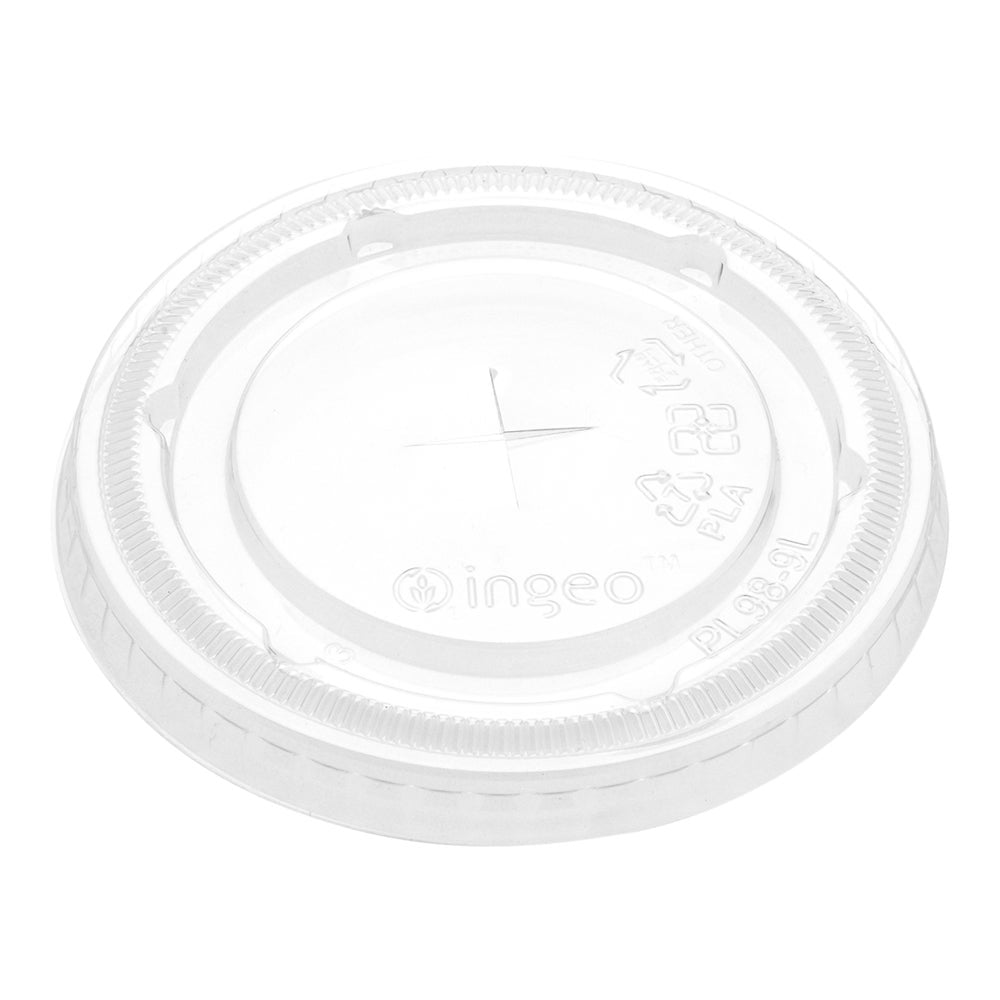Lids, Flat, X-Slot, Plastic, Clear, PLA, for 9/12/16/20 Ounce Zero Waste Cups, Renewable & Compostable,1 - 1000 COUNT