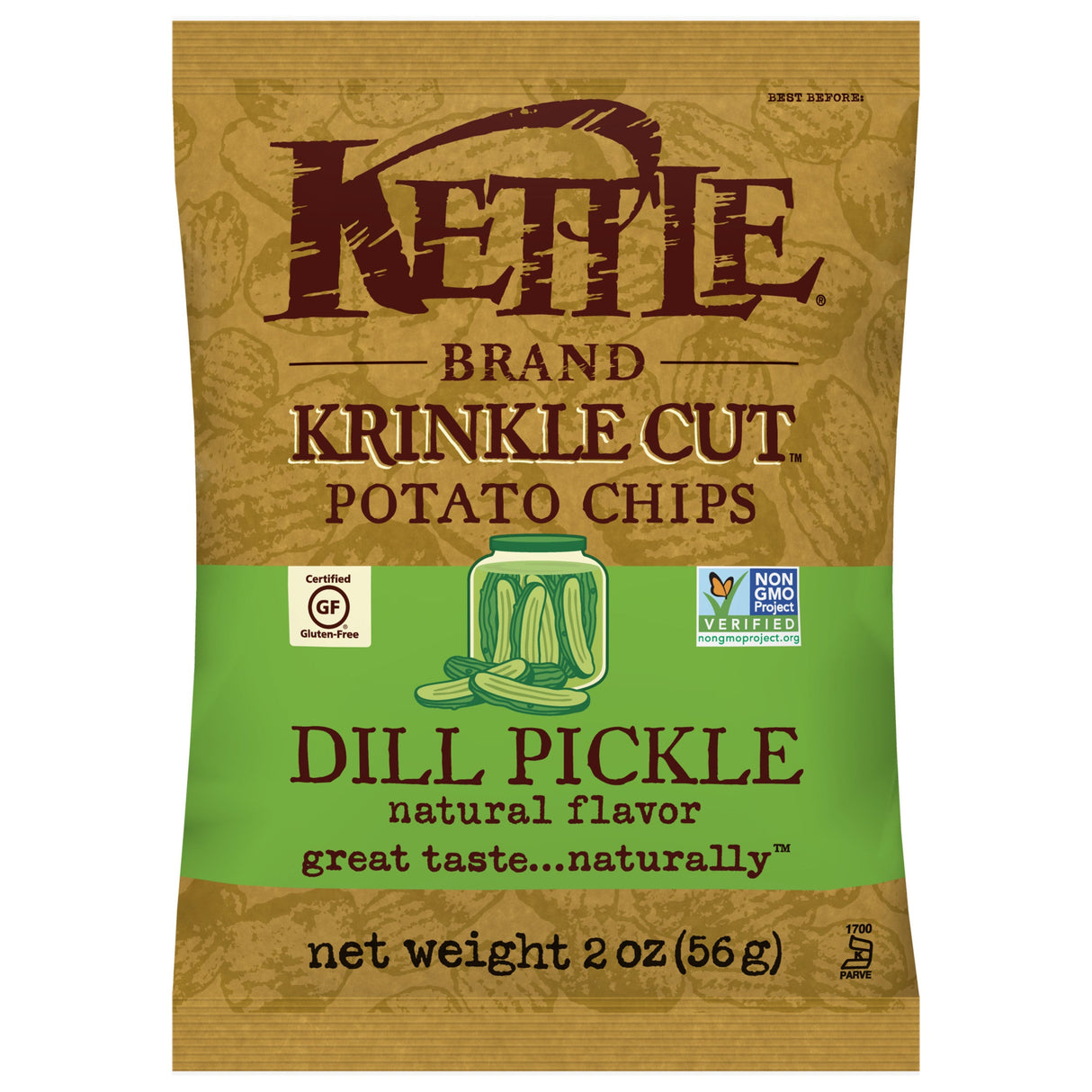Chips, Potato, Dill Pickle, Kettle Cooked, Single-Serve,6 - 2 OUNCE
