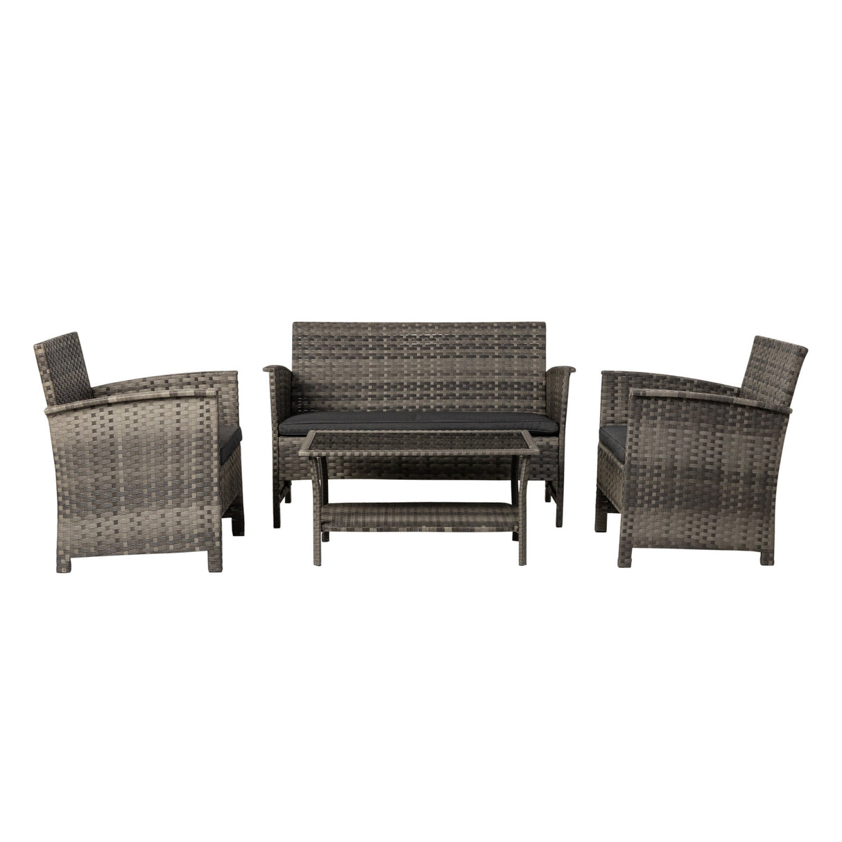 Patio Set, Outdoor, 4-Piece, Weathered Gray Wicker, with Chairs/Loveseat/Table,1 - 1 EACH