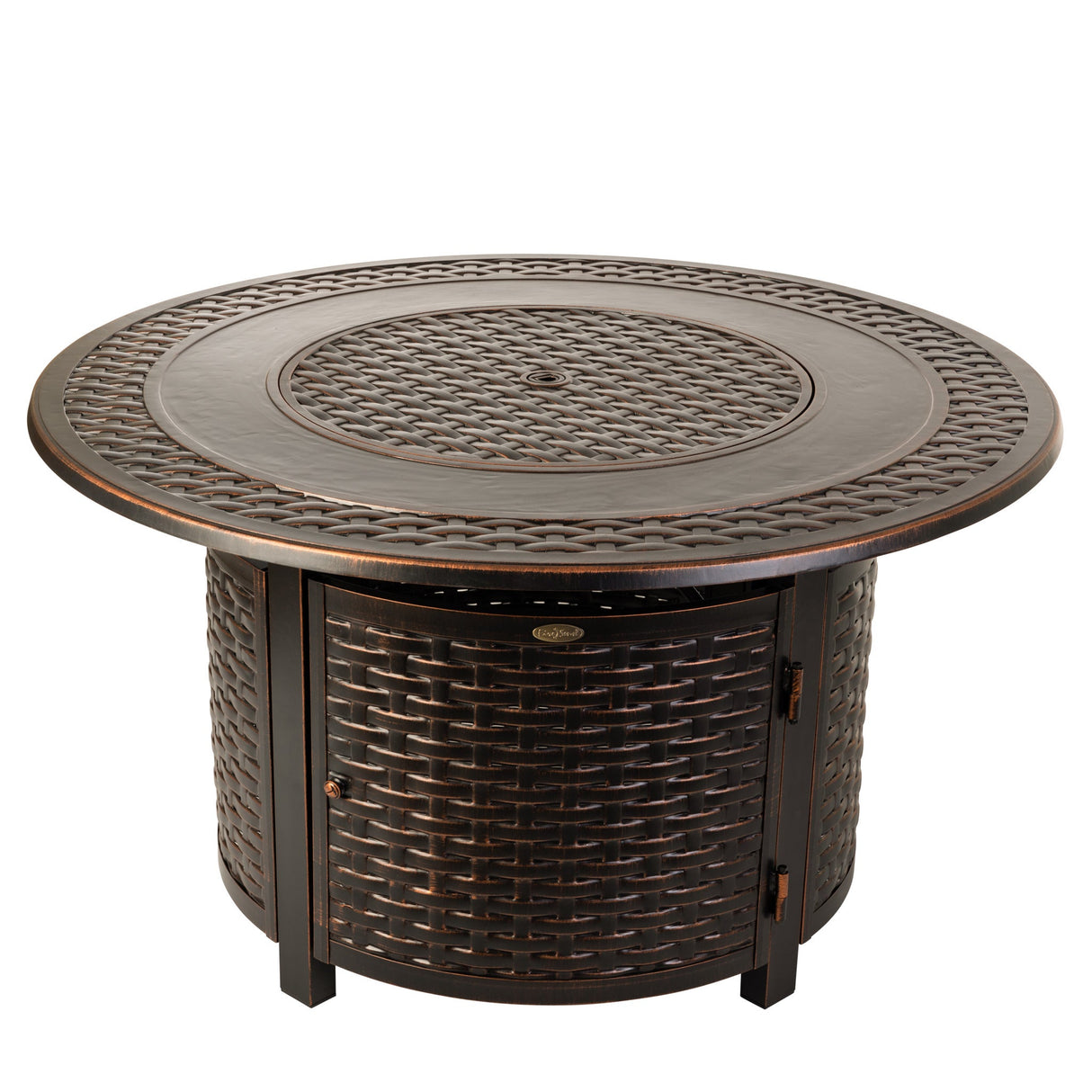 Fire Pit, Propane, Raised, Woven Bronze Aluminum, Round, with Cover, 50000 BTU,1 - 1 EACH