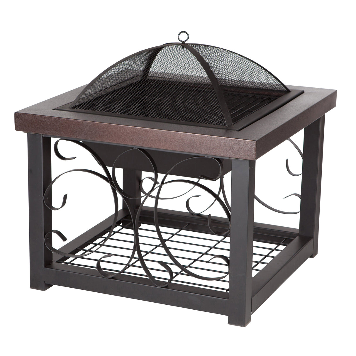 Fire Pit, Raised, Bronze Finish, Square, with Grilling Rack & Table Top,1 - 1 EACH