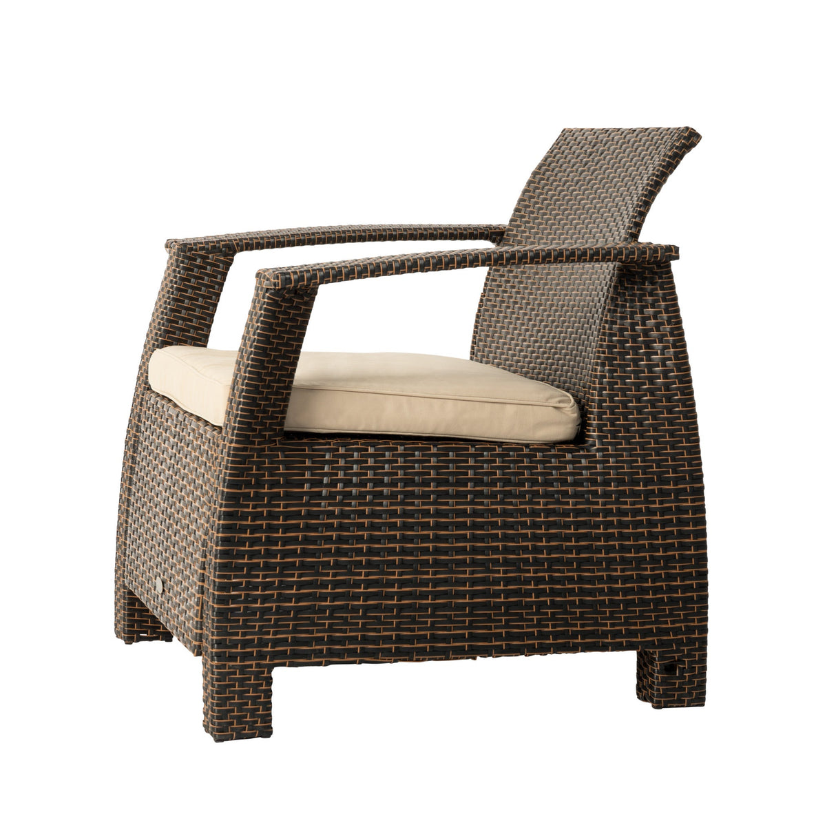 Chair, Outdoor, Brown Wicker, with Khaki Cushion,1 - 1 EACH