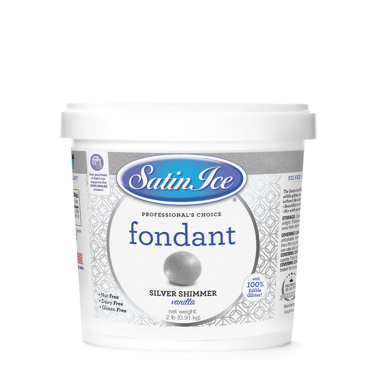 Sugar, Fondant, Silver Shimmer Vanilla,10 - 2 POUND