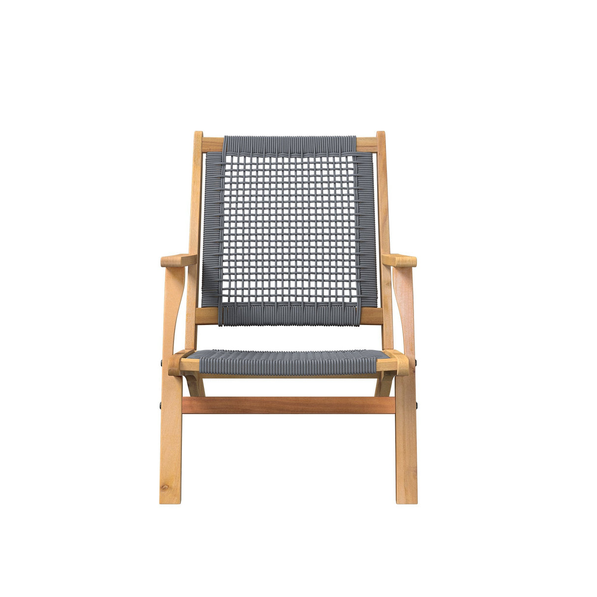 Chair, Outdoor, Natural Wood Finish, with Gray Woven Back & Seat,1 - 1 EACH