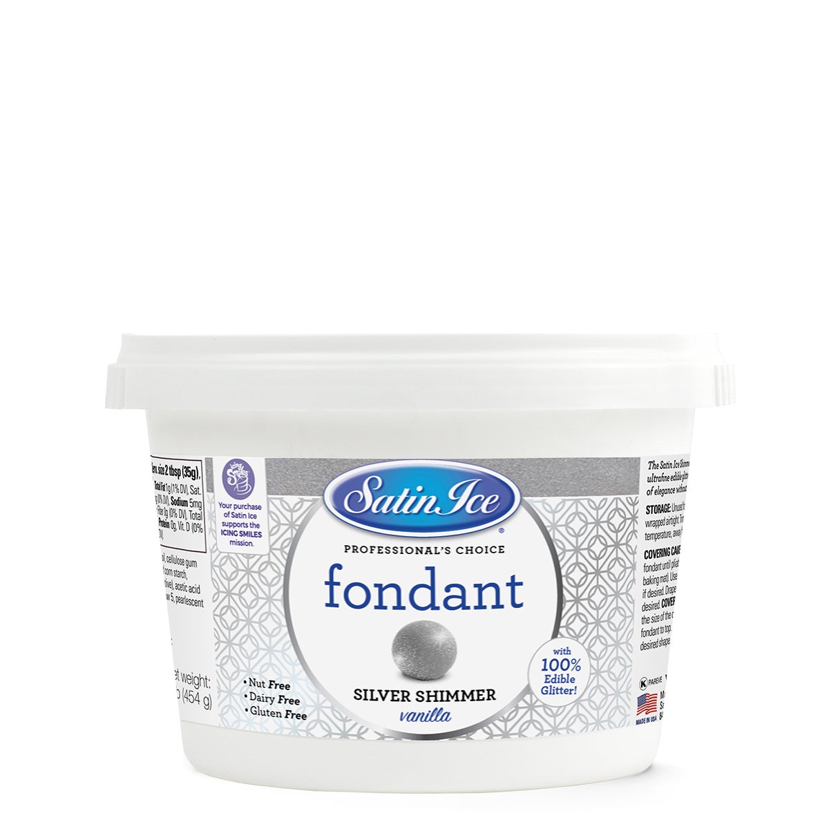 Sugar, Fondant, Silver Shimmer Vanilla,4 - 1 POUND