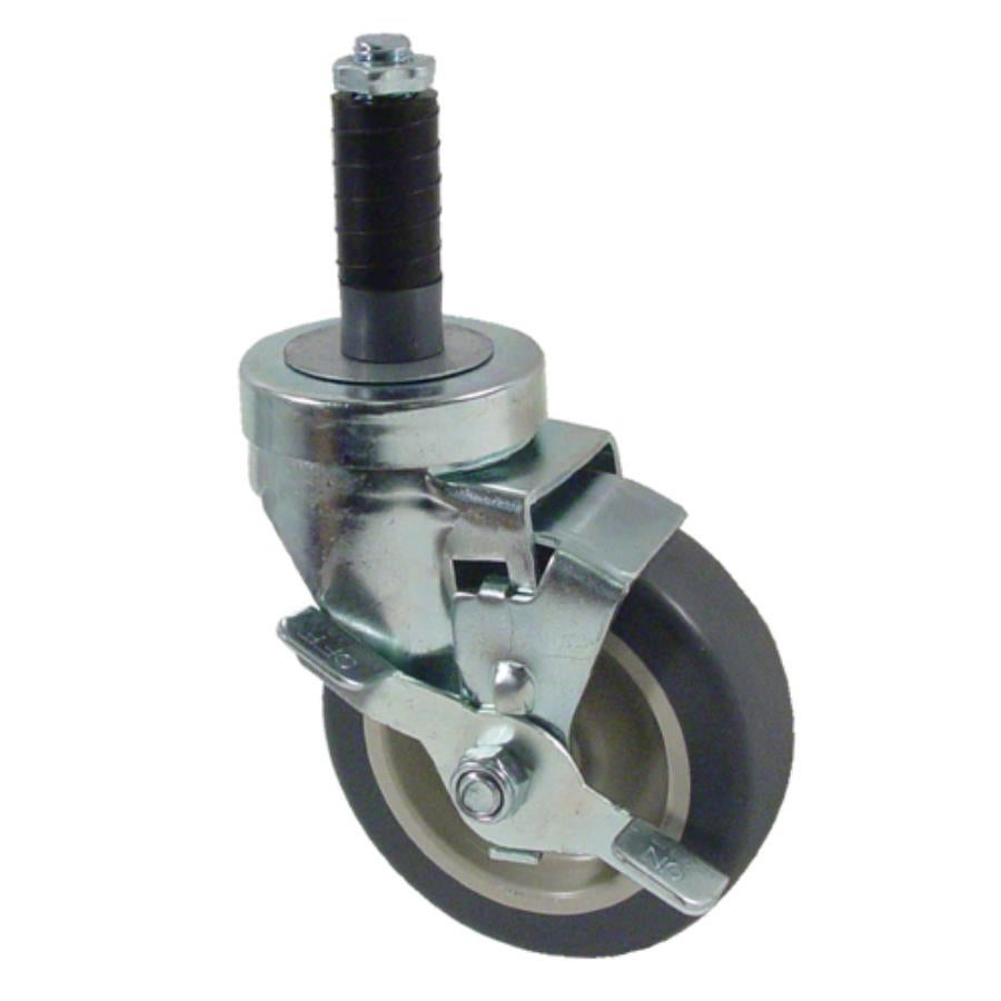 Caster, Stem, 5 Inch, with 1 Inch Expanding Stem & Break, for Cart & Shelf,1 - 1 EACH