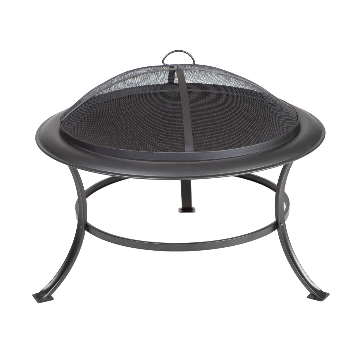 Fire Pit, Raised, Black Steel, Round, with Mesh Screen,1 - 1 EACH