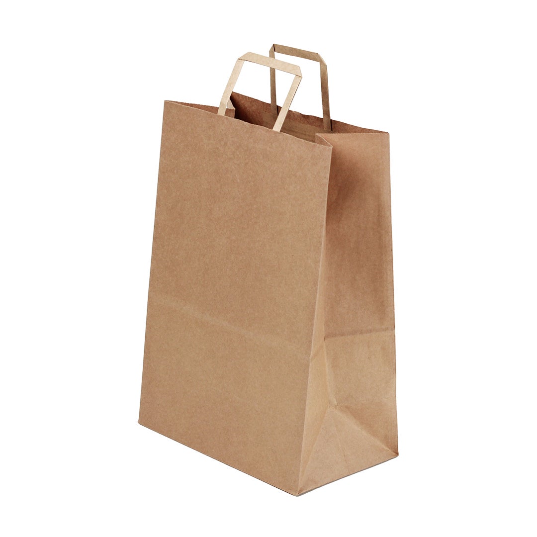 Bags, Grocery, 12 x 7 x 17 Inch, Paper, Brown, with Handles,1 - 100 COUNT