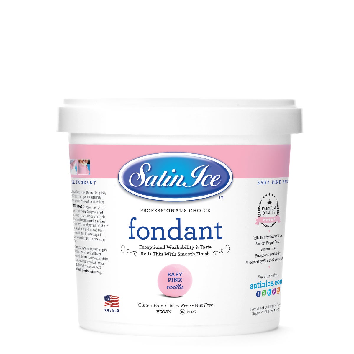 Sugar, Fondant, Rolled, Pastel Pink Vanilla,10 - 2 POUND