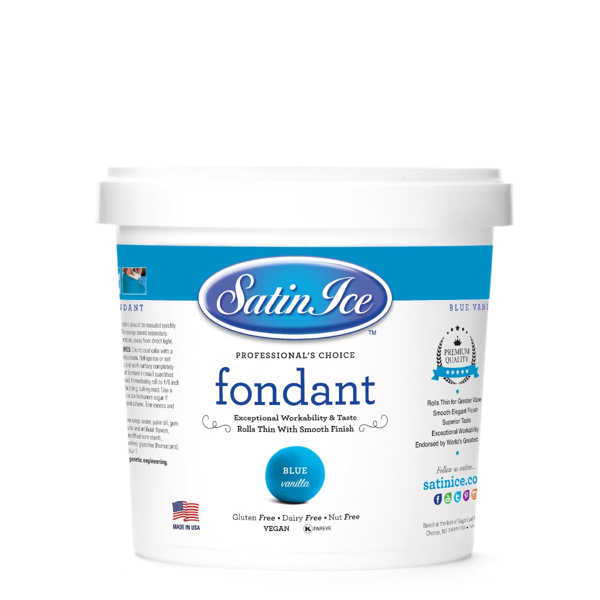 Sugar, Fondant, Rolled, Blue Vanilla,10 - 2 POUND