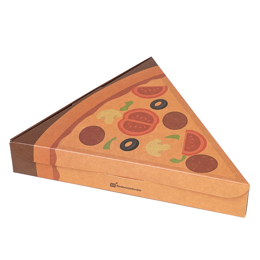 Boxes, Pizza Slice, 9 Inch, Kraft, Printed, Hinged Lid,1 - 100 COUNT