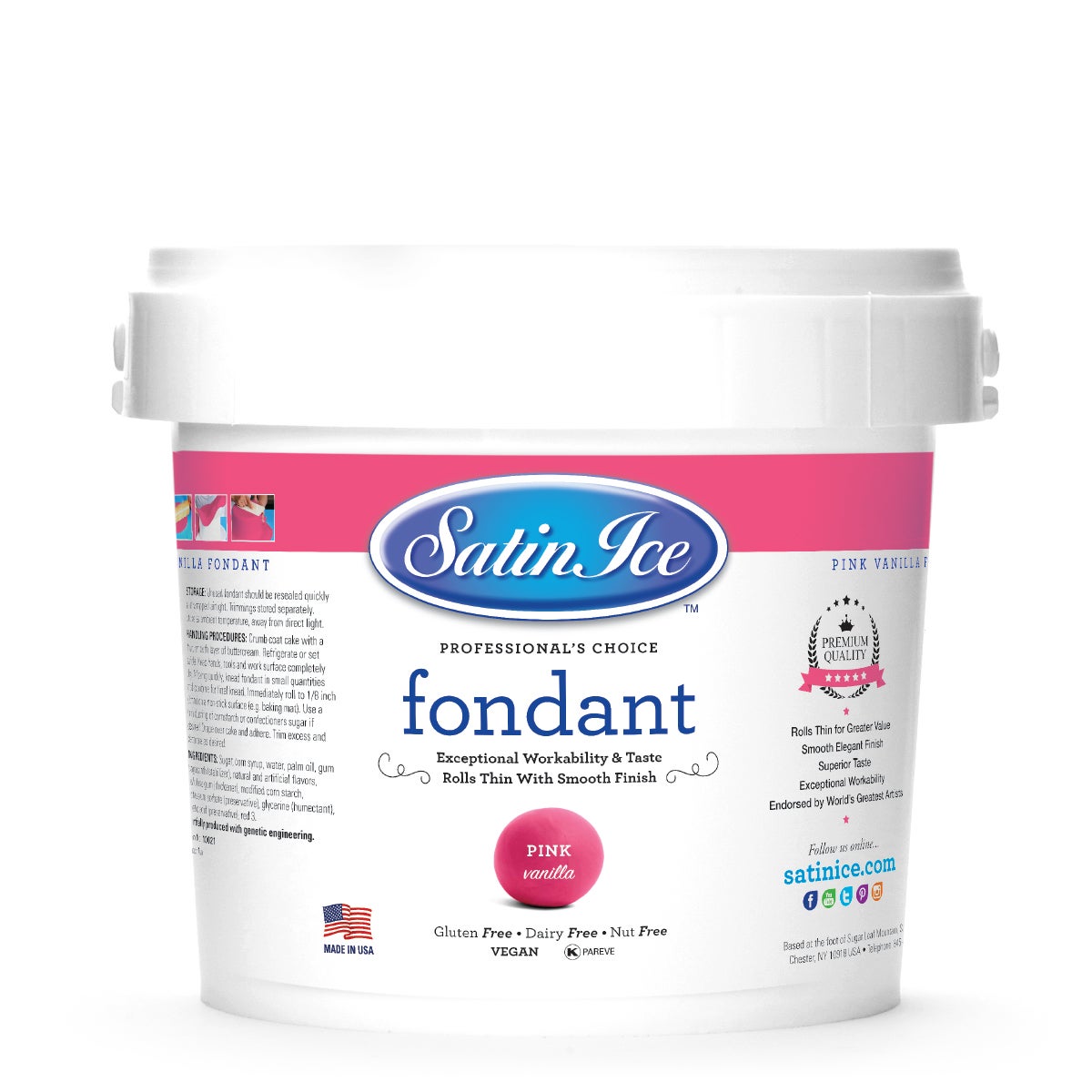 Sugar, Fondant, Rolled, Pink Vanilla,8 - 5 POUND