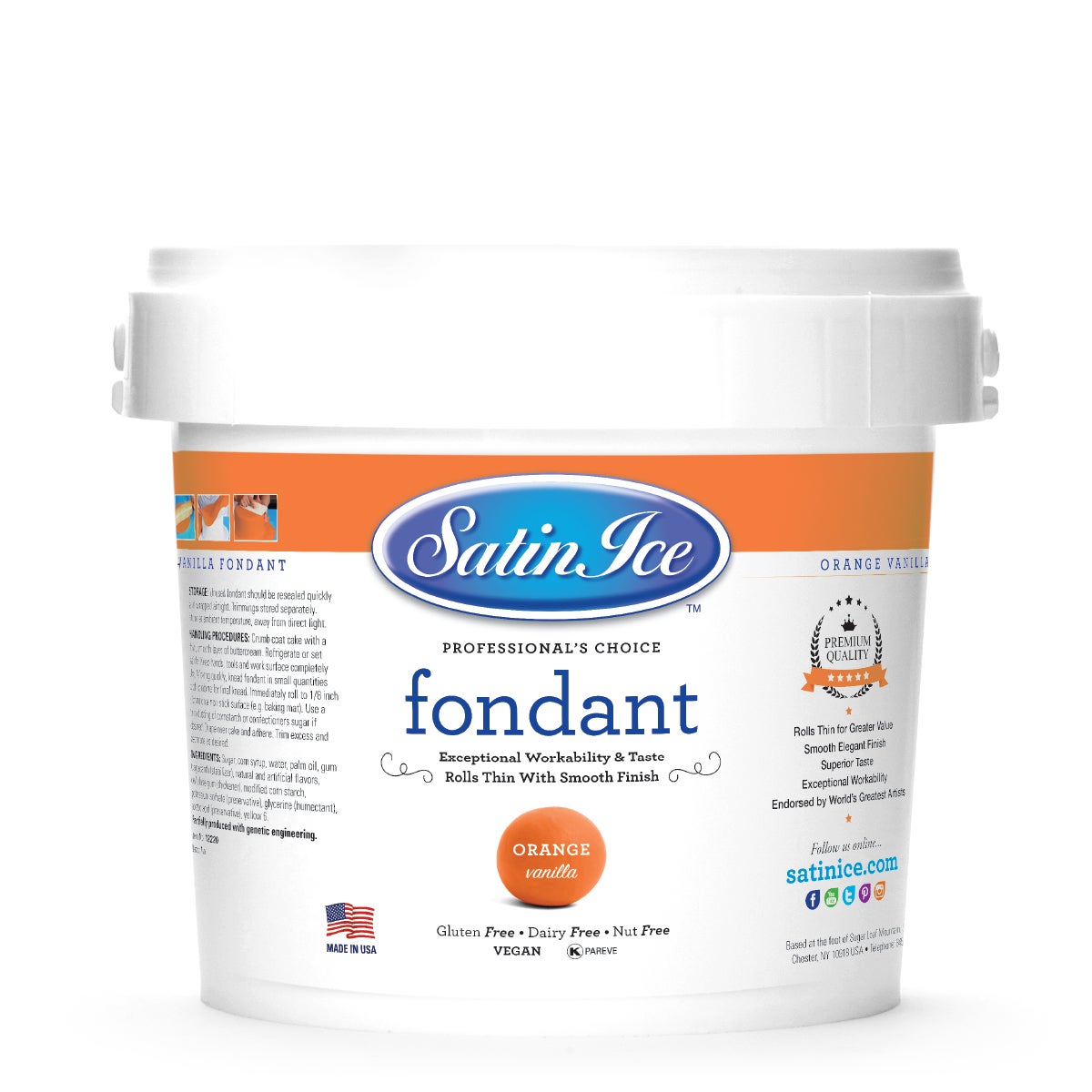 Sugar, Fondant, Rolled, Orange Vanilla,8 - 5 POUND