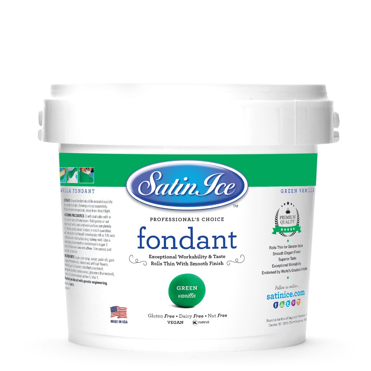 Sugar, Fondant, Rolled, Green Vanilla,8 - 5 POUND