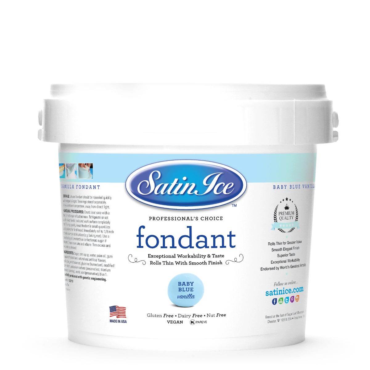 Sugar, Fondant, Rolled, Pastel Blue Vanilla,8 - 5 POUND