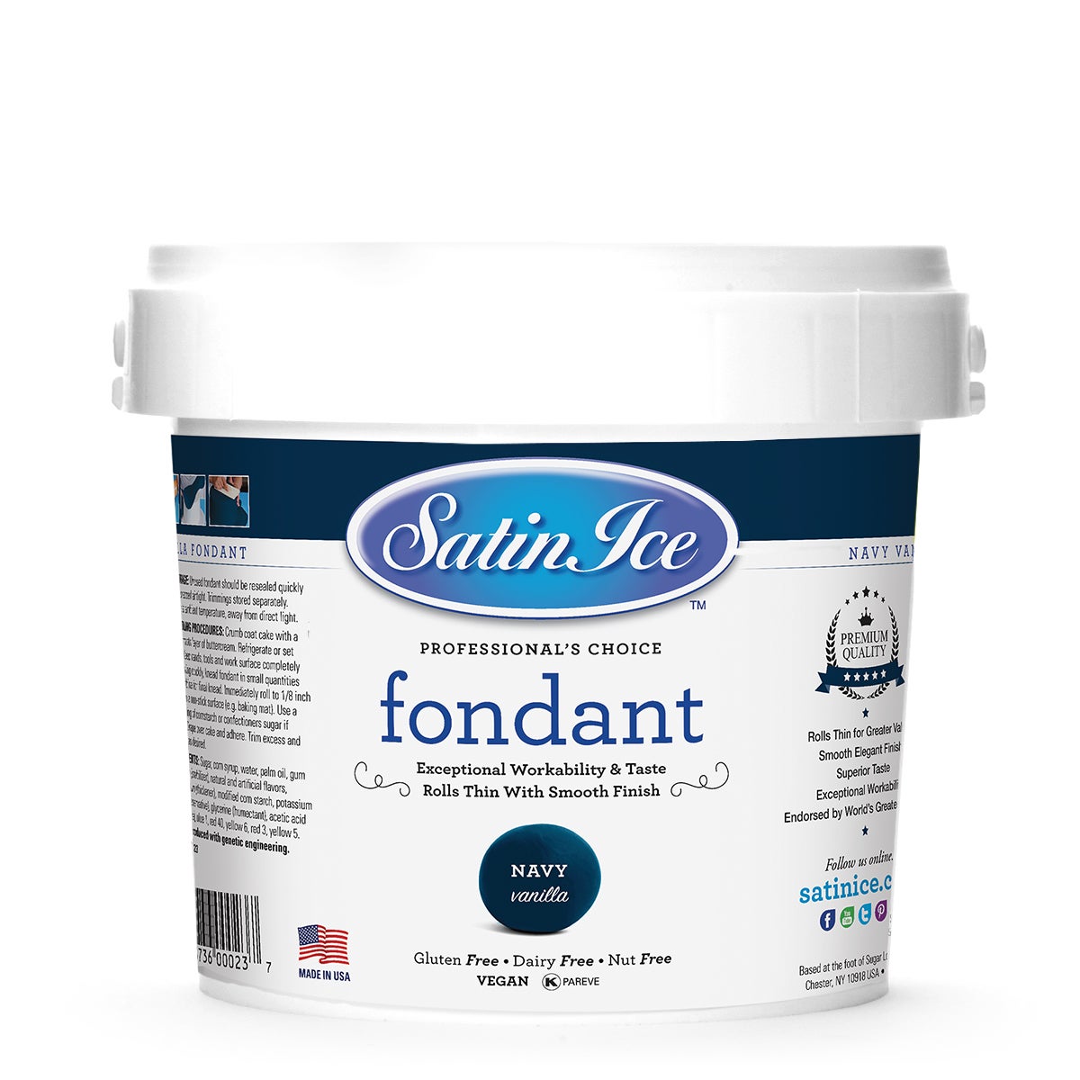 Sugar, Fondant, Rolled, Navy Blue Vanilla,8 - 5 POUND