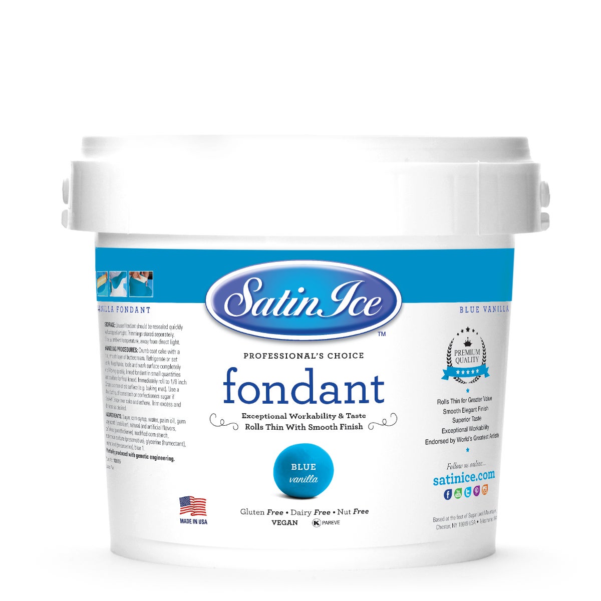 Sugar, Fondant, Rolled, Blue Vanilla,8 - 5 POUND