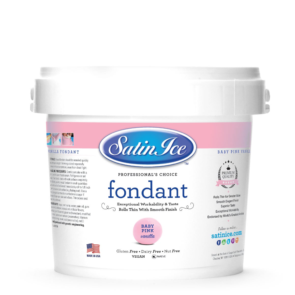 Sugar, Fondant, Rolled, Pastel Pink Vanilla,8 - 5 POUND