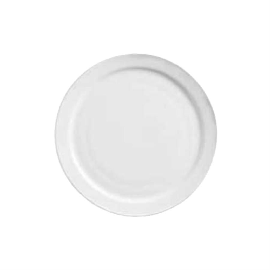 Plate, Porcelain, 10.38 Inch, Narrow Rim, White, Undecorated,24 - 1 EACH
