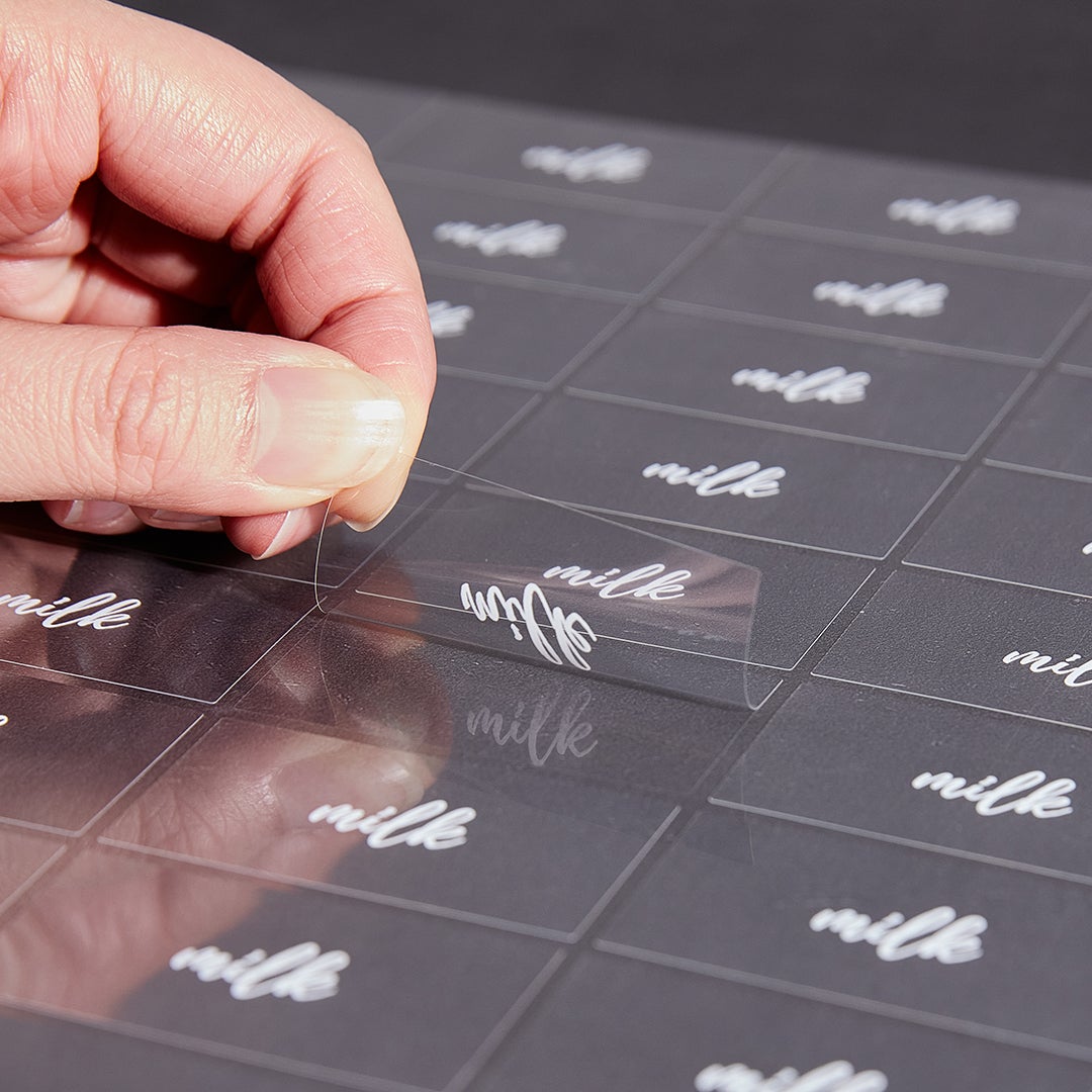 Labels, Milk, 2 x 1 Inch, Water Resistant, Clear with White Font,1 - 100 COUNT