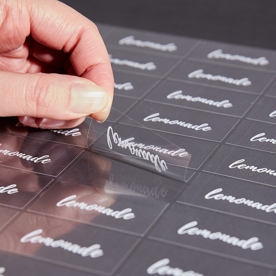 Labels, Lemonade, 2 x 1 Inch, Water Resistant, Clear with White Font,1 - 100 COUNT