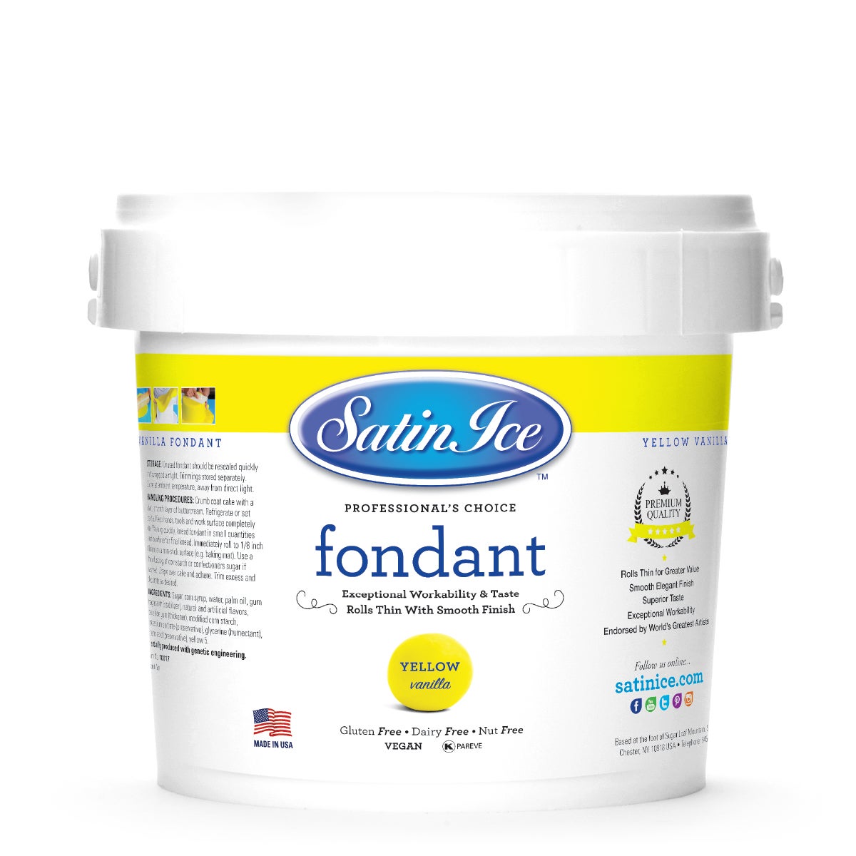 Sugar, Fondant, Rolled, Yellow Vanilla,8 - 5 POUND