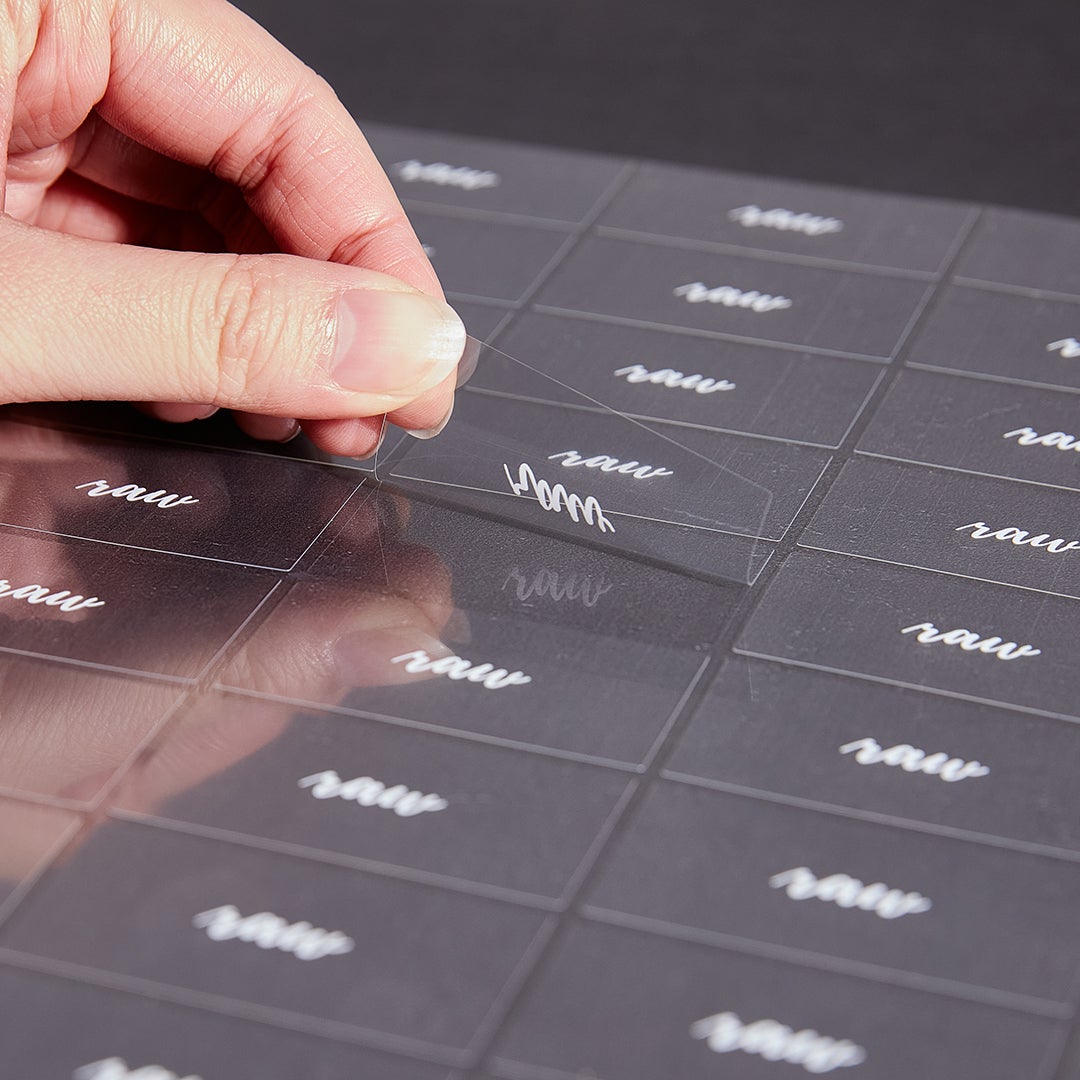 Labels, Raw, 2 x 1 Inch, Water Resistant, Clear with White Font,1 - 100 COUNT