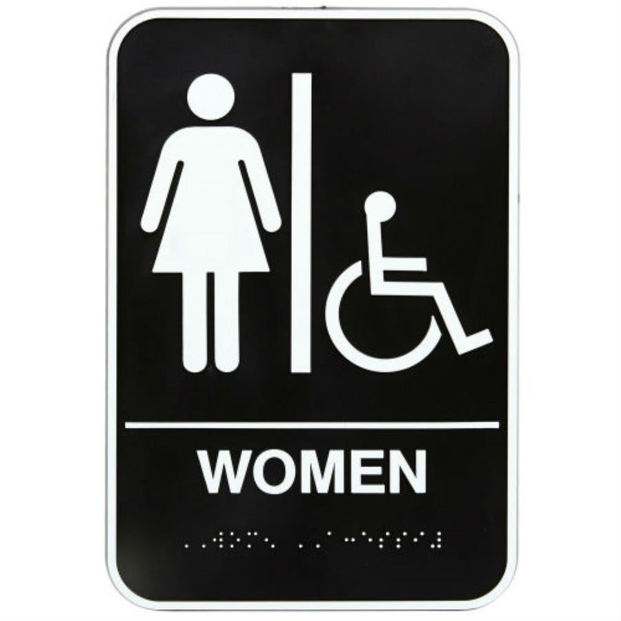 Sign, Wall, Women/Accessible, 6 x 9 Inch, Braille,1 - 1 EACH