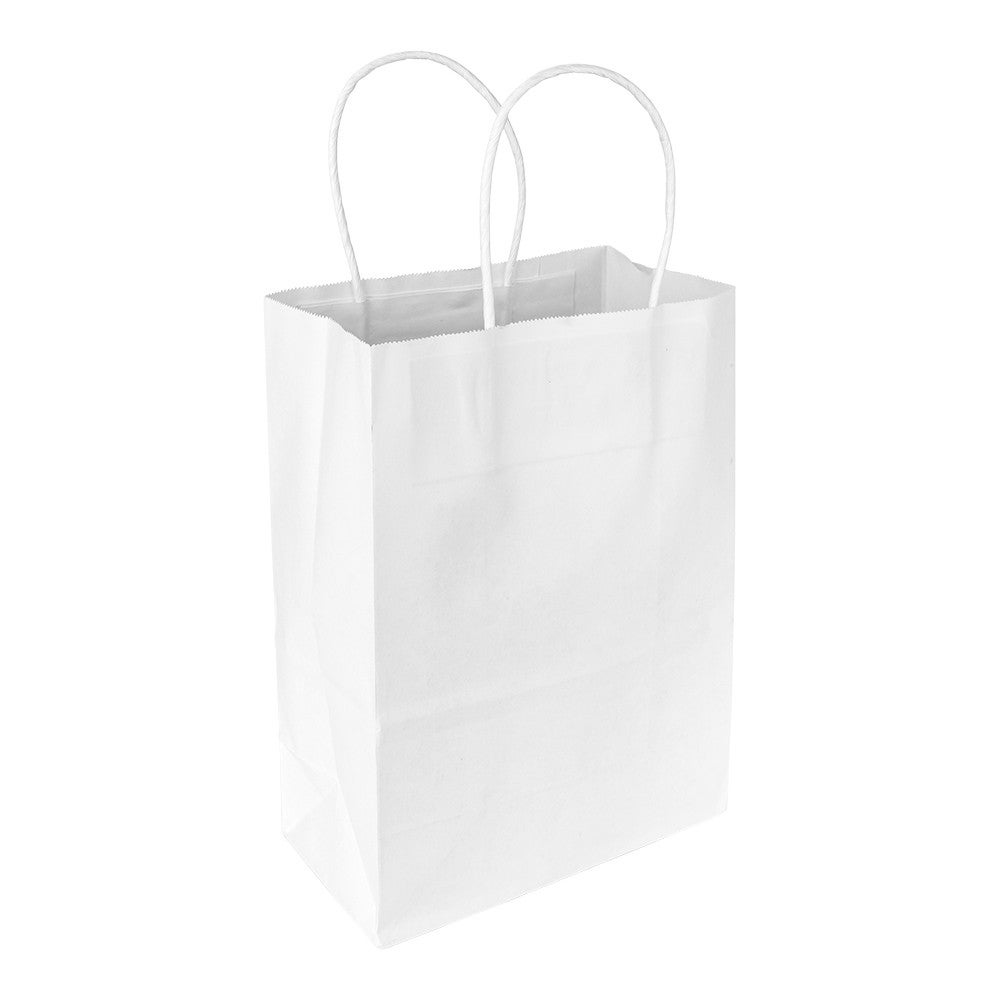 Bags, Shopping, 5.9 x 8.3 Inch, Paper, White, with Handles,1 - 100 COUNT
