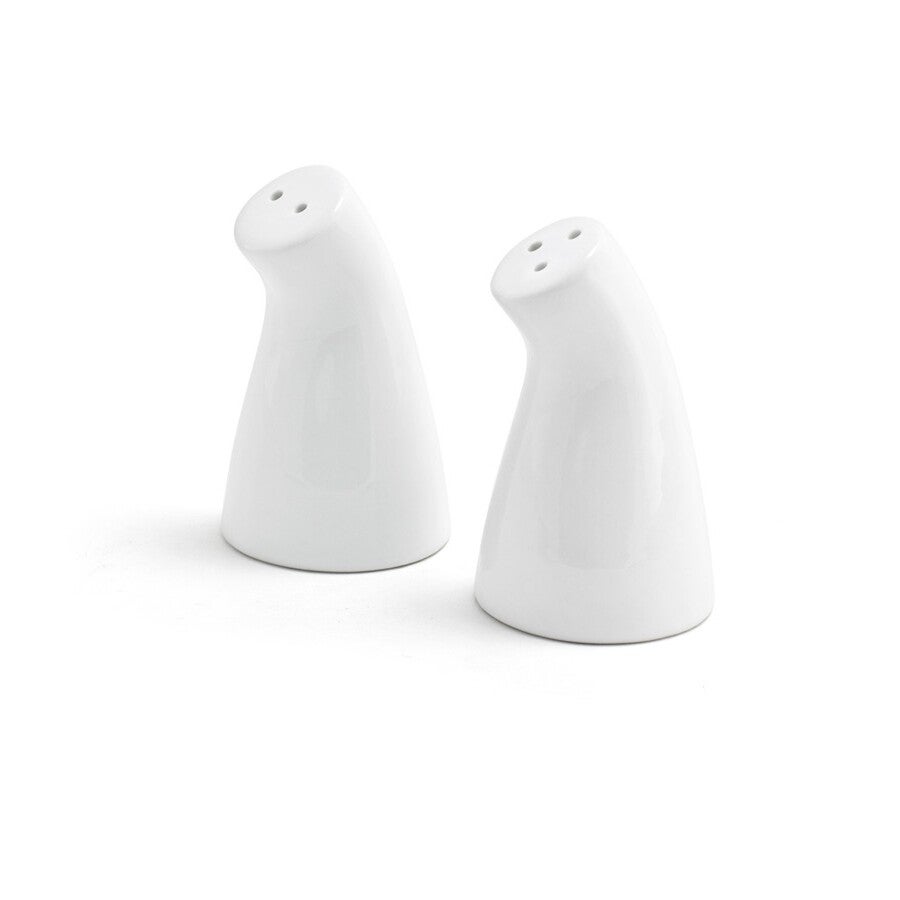 Shaker Sets, Salt & Pepper, 2 Ounce, Leaning, White, Porcelain,12 - 1 EACH