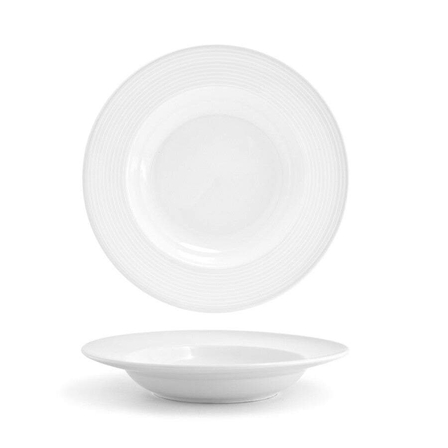 Bowls, Rim, Spiral, 14 Ounce, 10 Inch, Wide Rim, White, 10 Linear Inch,6 - 1 EACH