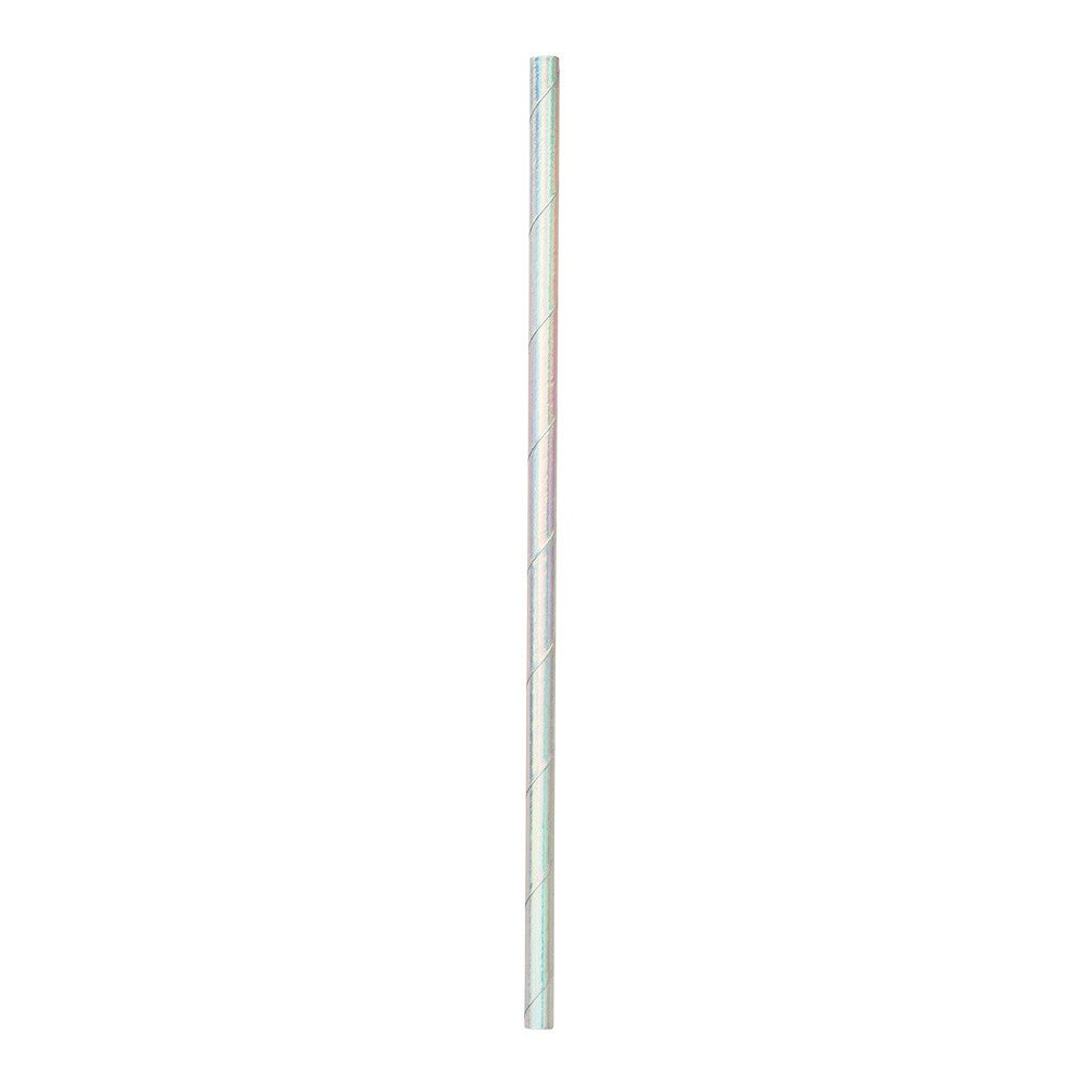 Straws, 7.8 Inch, Paper, Metallic Ice Blue, Biodegradable, 7.8 Linear Inch,1 - 100 COUNT