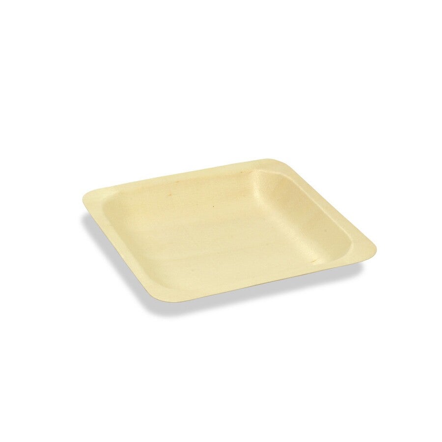 Plates, Square, Servewise, 4.5 Inch, Natural, Poplar & Pine Wood, 4.5 Linear Inch,1 - 200 COUNT