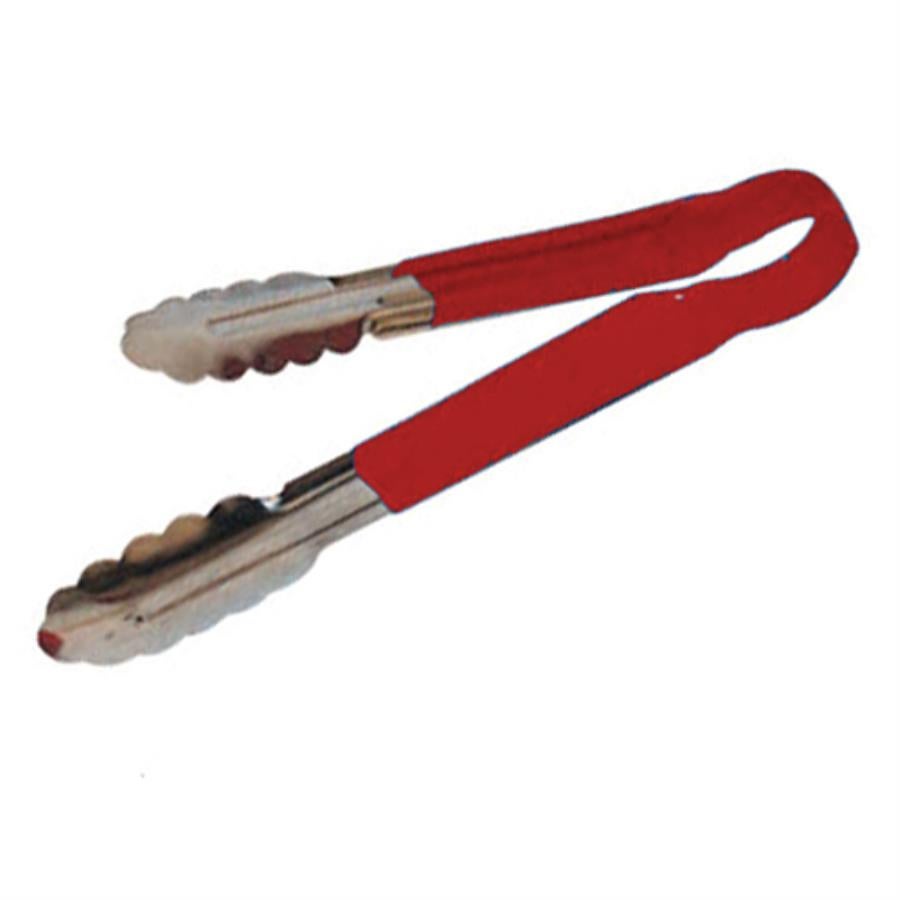 Tong, 9 Inch, Stainless Steel, with Rubber Grip, Red,1 - 1 EACH