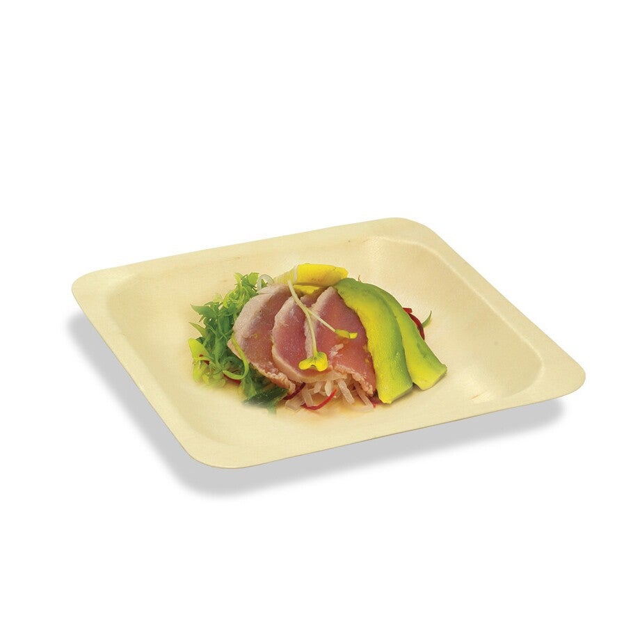 Plates, Square, Servewise, 5.5 Inch, Natural, Poplar & Pine Wood, 5.5 Linear Inch,1 - 200 COUNT
