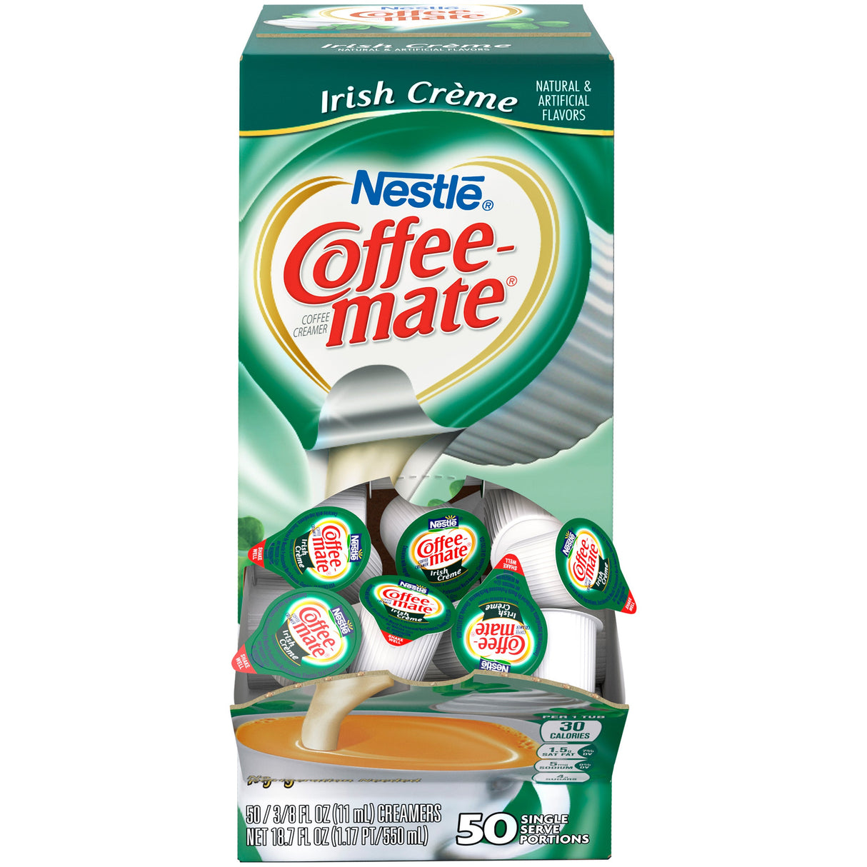 Creamer, Liquid, Coffee-Mate Irish Creme, Shelf Stable, Single-Serve, 0.38 Fluid Ounce,4 - 50 COUNT