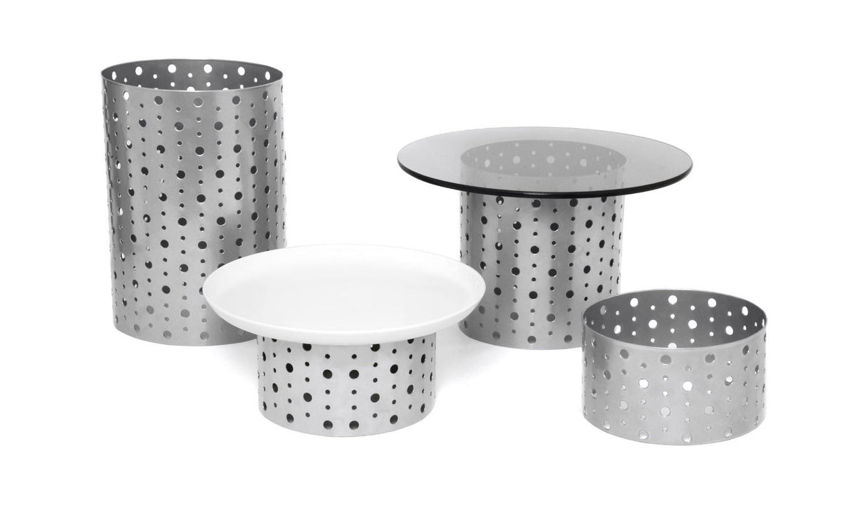 Riser Sets, Buffet Building Blocks Dot, 4 Piece Cylinder, Stainless Steel,2 - 1 EACH