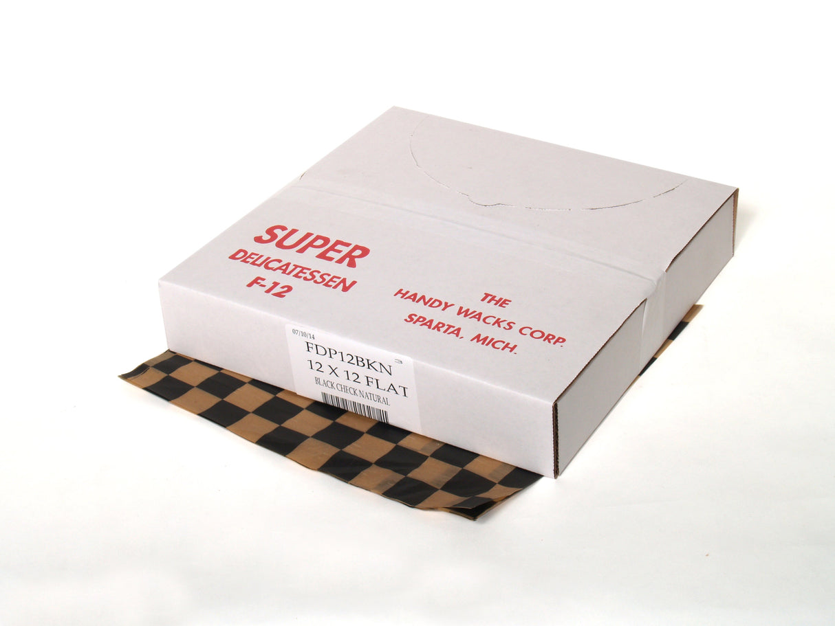 Wraps, Deli, 12 x 12 Inch, Black Checker, Flat,6 - 1000 COUNT
