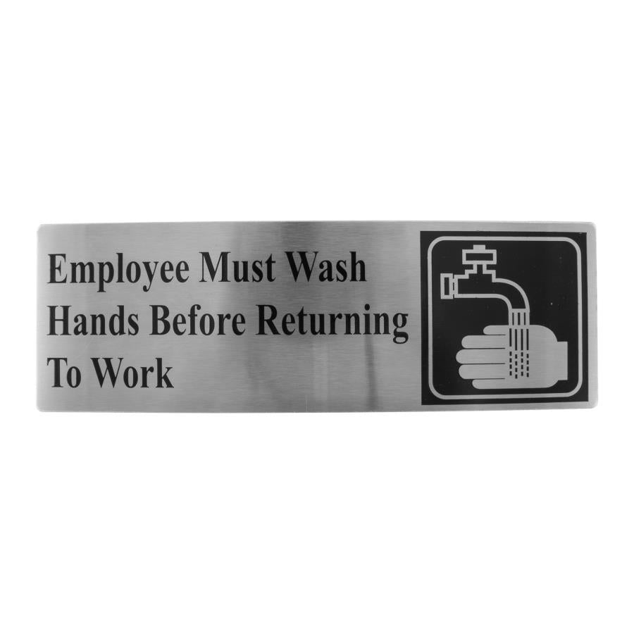 Sign, Wall, Employees Must Wash Hands, Stainless Steel,1 - 1 EACH